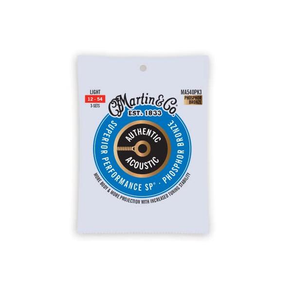 他サイト： MARTIN アコースティックギター弦 AUTHENTIC ACOUSTIC MA540 PK3 3パックセット Light .012-.054の商品画像