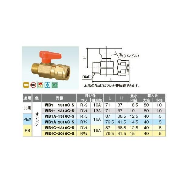 セール品 WB1-1313C-S オレンジ、ブルー オンダ製作所【WB1-1313C-S】ダブルロックバルブ WB1型 テーパお