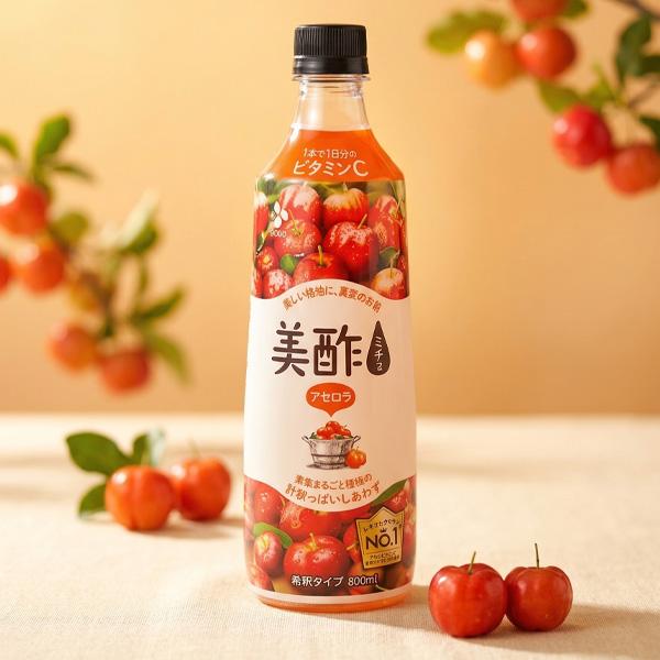 [CJ] 美酢 アセロラ ミチョ / 800ml 新味 アセロラ チェリー 健康酢 お酢ドリンク 飲む酢 100%果実発酵 ビネガードリンク