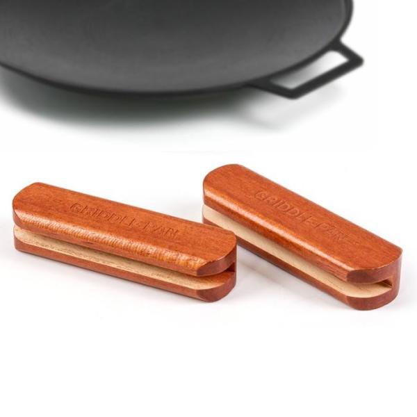 ※ネコポス [LACENA] マルチグリドルパン取っ手 / 2pc ウッドカバー キャンプ アウトドア 取っ手