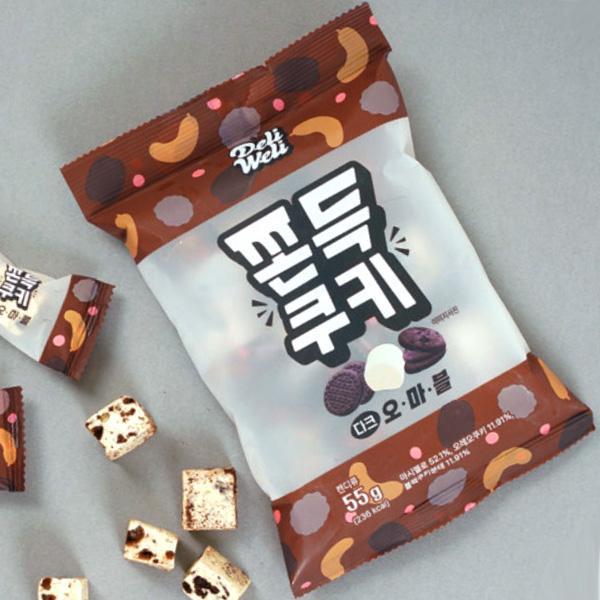 [DeliWeli] もちもちクッキー クッキー&クリーム / 55g マシュマロ オレオクッキー ブラッククッキー 一口 もちもちお菓子 新感覚