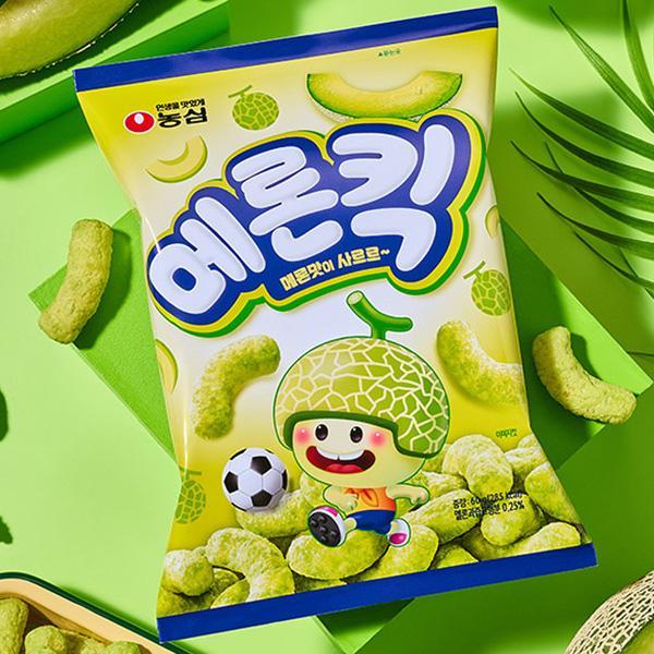 [農心] メロンキック メロンのお菓子 / 60g コーンスナック 韓国お菓子 サクサク ふんわり新感覚 韓国産 マスクメロン味 スナック 農心