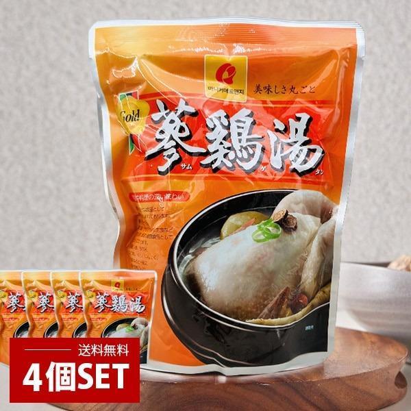 [マニカ] 参鶏湯 4個セット / 800g×４袋 サムゲタン レトルト 鶏肉 スープ レトルト パウチ 丸鶏 韓国料理 韓国食品