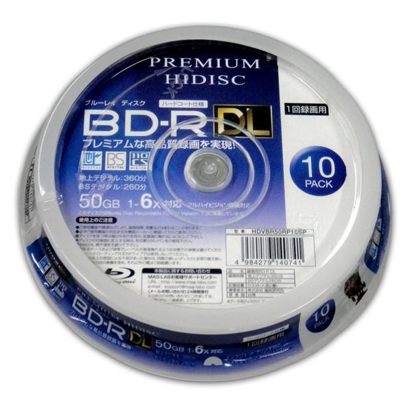 HIDISC HDVBR50RP10SP PREMIUM HIDISC BD-R DL ���f�B�A 1��^�� 6�{�� 50GB 10���� �X�s���h���P�[�X