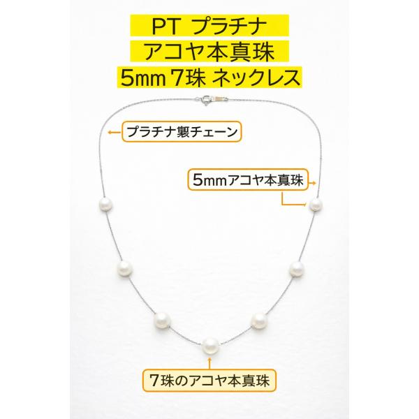 PT850プラチナパールアコヤ真珠パールステーションネックレス約5mm珠計