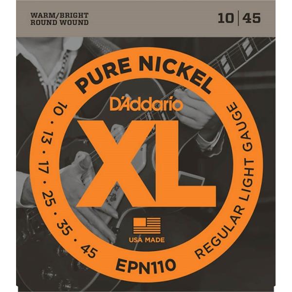 DfAddario yNX}XZ[z XL Pure Nickel Round Wound EPN110 (Regular Light/10-45)