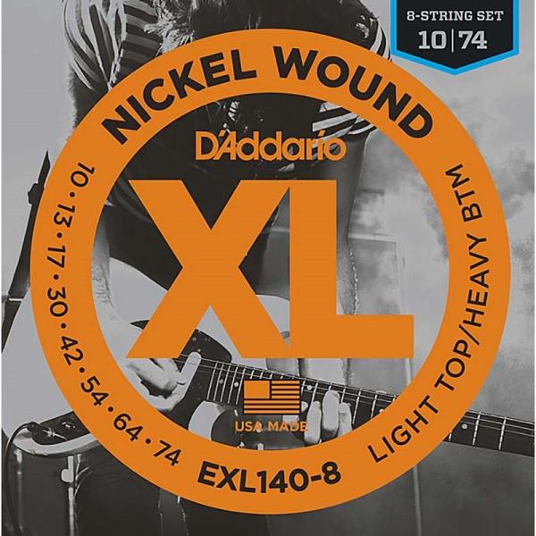 DfAddario yNX}XZ[z XL Nickel Electric Guitar Strings EXL140-8 (Light TopC Heavy Bottom 8-String/10-74)