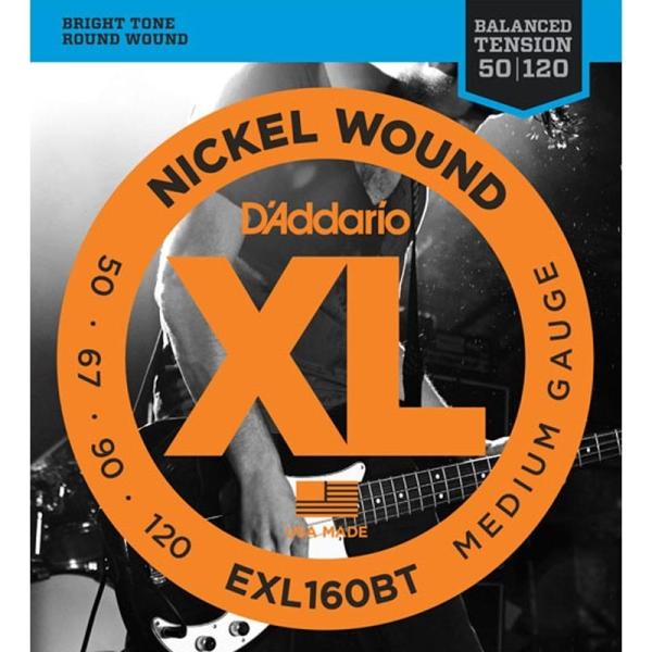 D’Addario EXL160BT Balanced Tension Nickel Wound Electric Bass Strings (Medium)
