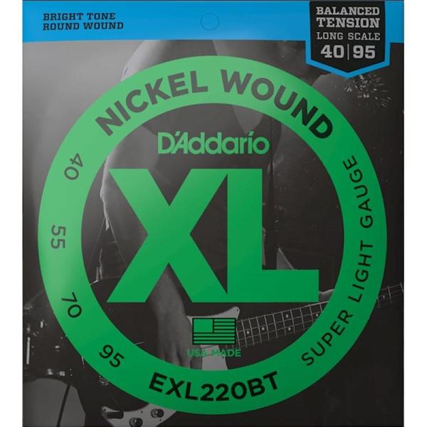 DfAddario EXL220BT Balanced Tension Nickel Wound Electric Bass Strings (Super Light)