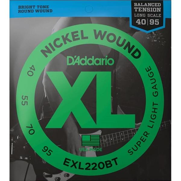 D’Addario EXL220BT Balanced Tension Nickel Wound Electric Bass Strings (Super Light)