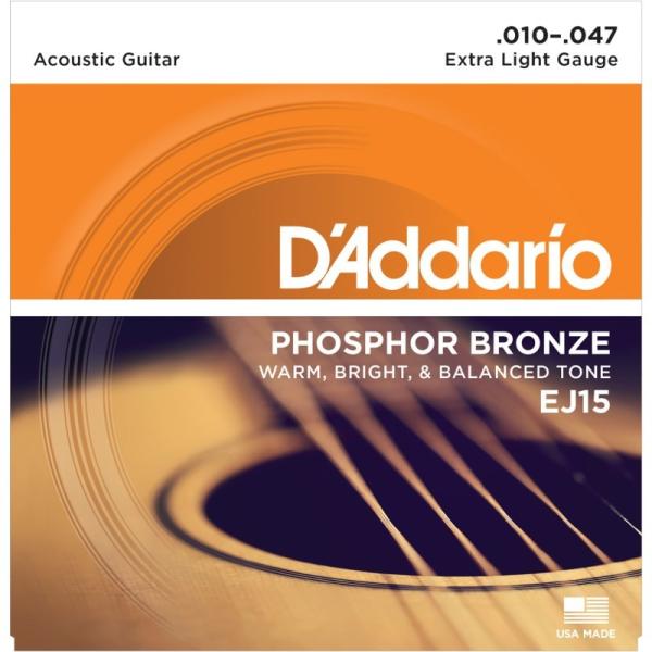 DfAddario Phosphor Bronze Acoustic Guitar Strings EJ15 [Extra Light]