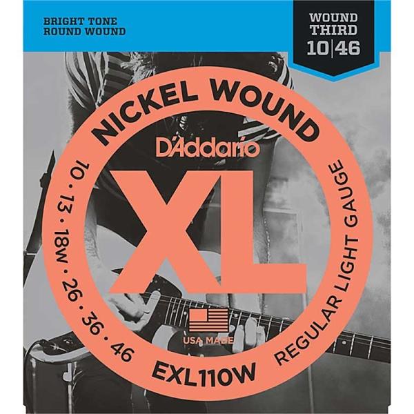 DfAddario XL Nickel Electric Guitar Strings  EXL110W (Regular LightC Wound 3rd/10-46)
