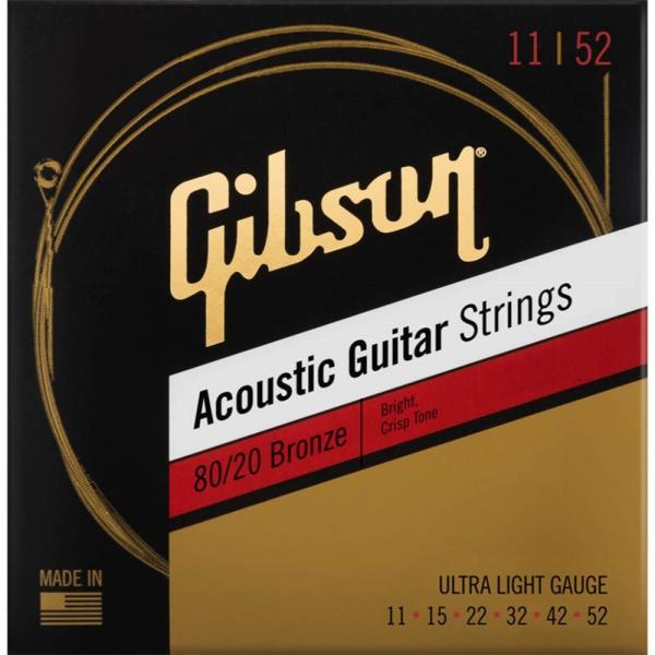 Gibson 80/20 Bronze Acoustic Guitar Strings [SAG-BRW11 Ultra Lights]