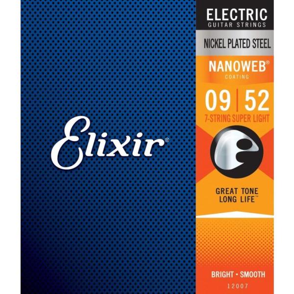 ELIXIR Electric Nickel Plated Steel with NANOWEB Coating #12007 (7-string Super Light/09-52) ���i�摜1