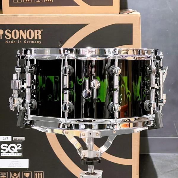 SQ2 System Snare Drum - Beech Heavy 14x7 - Green Tribal Stripe