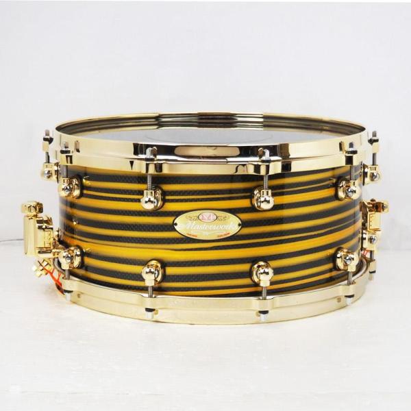 Masterworks Snare Drum 14x6.5 Gold Swirl on Black Carbon
