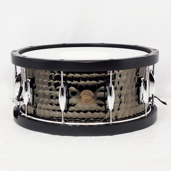 Full Range Snare Drum Hammered Black Steel with Black Wood Hoop 14 x 6.5