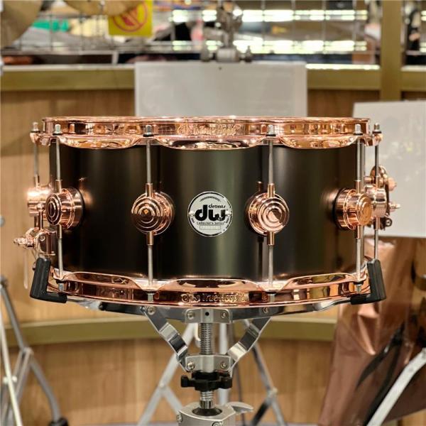 Collector's Satin Black Over Brass Snare Drum 14" x 6.5" with Copper Hardware