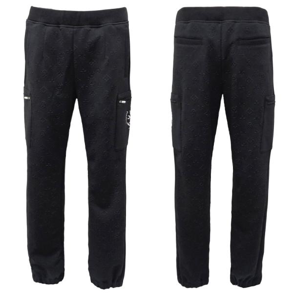 40%OFF 秋冬 カステルバジャック凹凸モノグラム柄スウェットパンツ (黒) (L)(LL)PA*02721444010799