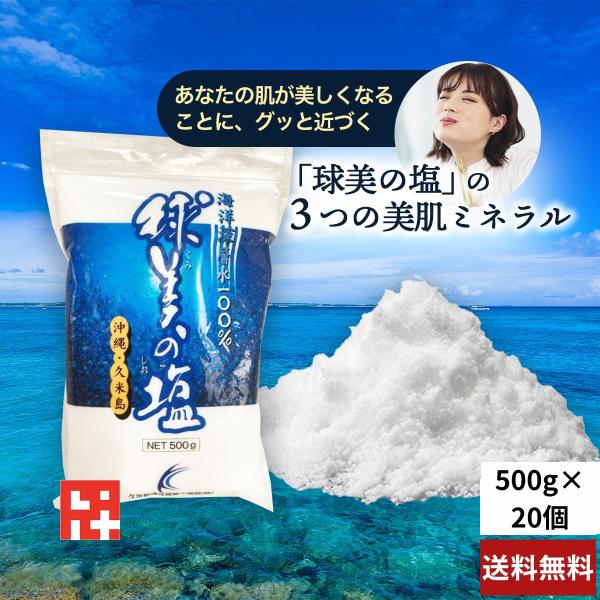 ＼あなたの肌が美しくなることに、グッと近づく「球美の塩」の３つの美容ミネラル／球美の塩500g20個  梅干し用塩 マグネシウム 沖縄土産 国際通り 沖縄観光