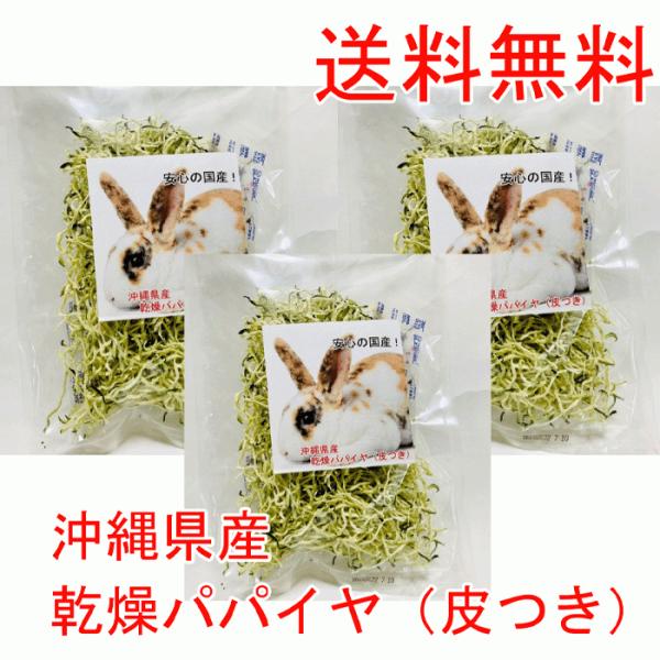 乾燥パパイヤ40ｇ×3個（皮付き）国産沖縄県産　うさぎ食事 おやつ モルモット 無添加 無着色 無加糖 無農薬 乾燥野菜 毛玉ケア チャック付き