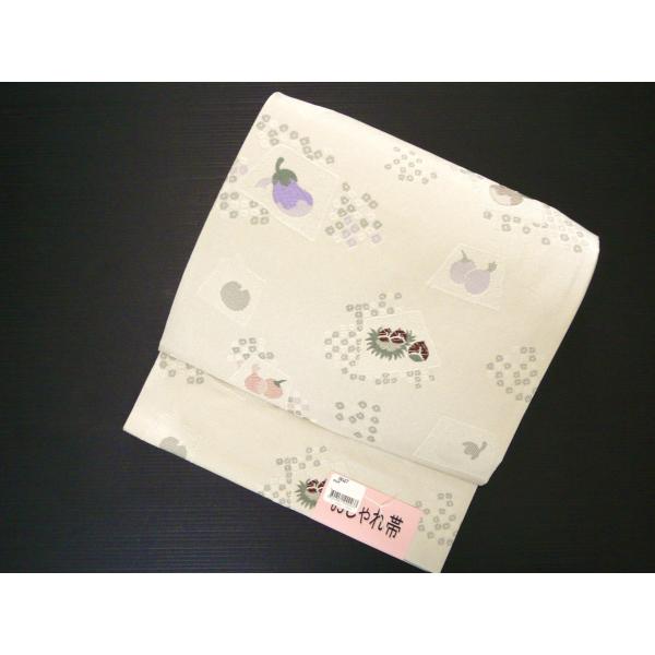 軽装帯 作り帯 簡単装着 お太鼓結び ベージュ いがぐり 栗 なす 茄子 カブ 065 ggp
