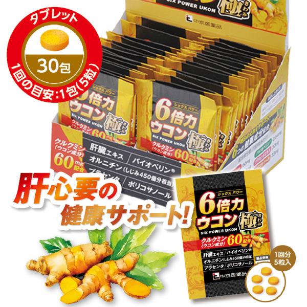 中京医薬品 6倍力 ウコン 極 健康補助食品 クルクミン 肝臓エキス