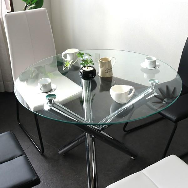 GLASSIC x LASTER ガラス 円形ダイニングテーブルセット 5点 4人掛け用 丸型 90cm アイアン脚 ハイバックチェア