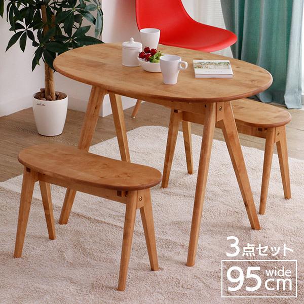 ダイニングテーブルセット 3点 北欧風 ダイニングベンチ 二人掛け 楕円形 木製 Sj Di1024 01 Ikikagu イキカグ 通販 Yahoo ショッピング