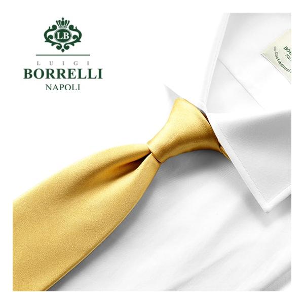 ルイジボレッリ LUIGI BORRELLI ／ シルクサテンソリッドネクタイ「1432」（マスタード）
