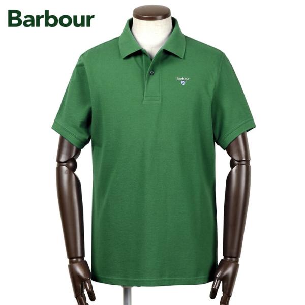 【SALE／返品・交換不可】バブアー Barbour ／ 26SS コットン鹿の子リブカラー半袖ポロシャツ「ORIGINAL SPORTS POLO SHIRT AF（MML1545）」（グリーン）