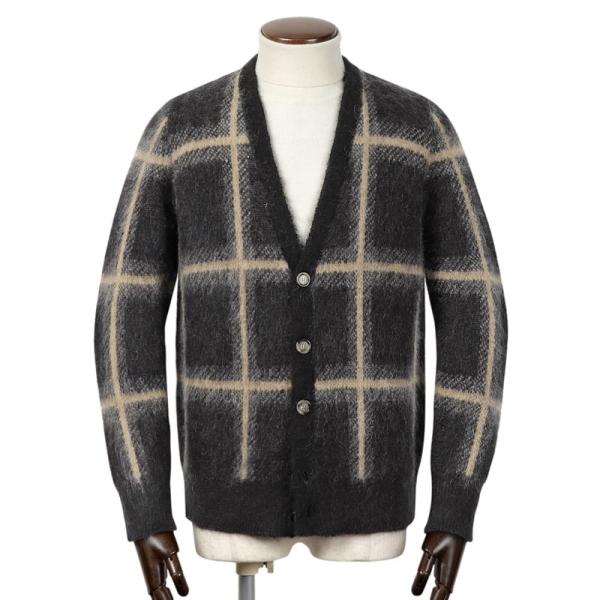 Drumohr カシミアシルク ガンクラブチェック カーディガン 40