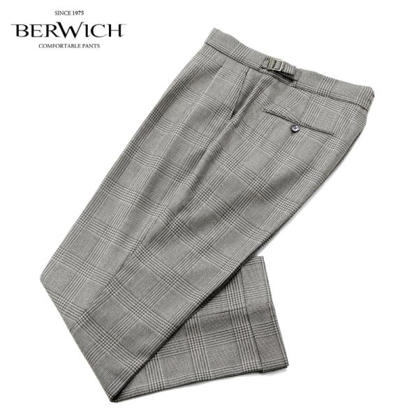 ベルウィッチ BERWICH／ 26-27AW CAMPOREウールライトツイードグレンチェックサイドアジャスターパンツ「SCOTCH CA1435」（GREY／ミディアムグレー）