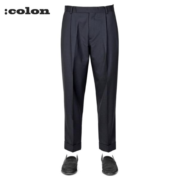 【SALE／返品・交換不可】コロン ：colon ／ Super100'sウールトロピカル2プリーツパンツ「CPT-1」（ダークネイビー）