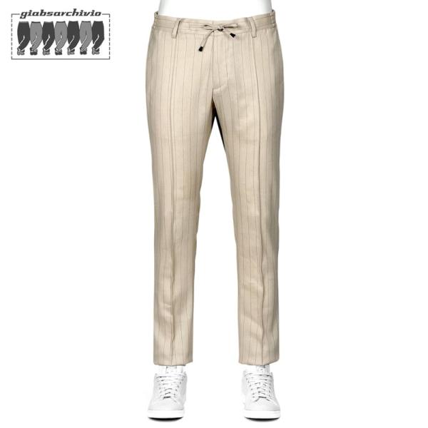 【SALE／返品・交換不可】ジャブスアルキヴィオ giabsarchivio ／ 26SS テクノリネンドローコードパンツ「MASACCIO/M1」（ベージュ×ブラウン）