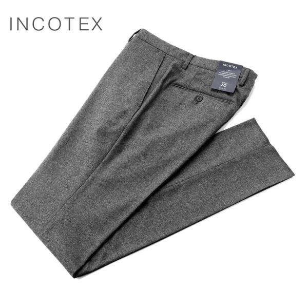インコテックス INCOTEX／ ウールフランネル1プリーツパンツ「1T0035-1108A」（グレー）