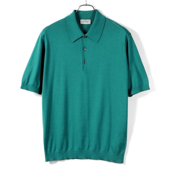 希少色】ジョンスメドレー 半袖 ポロシャツ ニット グリーン XL