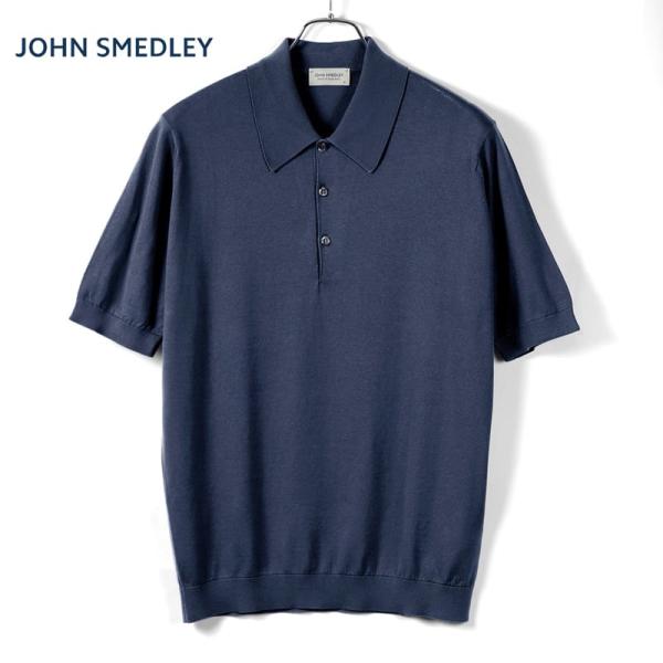 JOHN SMEDLEY ネイビーポロシャツ　isis JOHN SMEDLEY ジョンスメドレー ニットポロシャツ ISIS シー