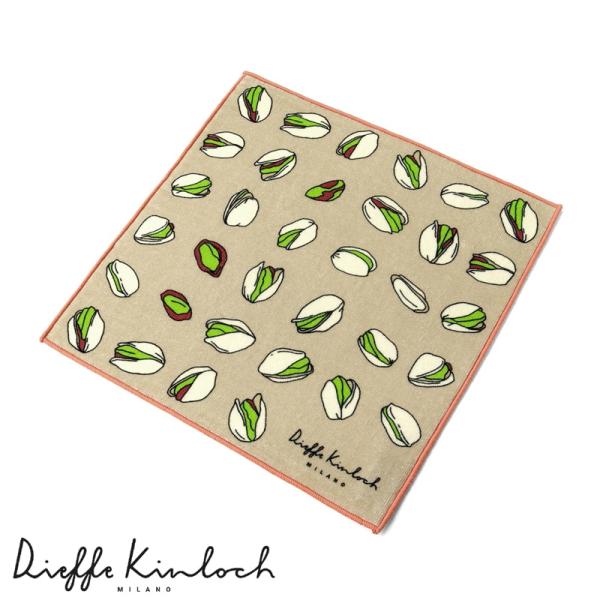 ディエッフェ キンロック Dieffe Kinloch／ コットンパイルプリントタオルハンカチ「SICILY／PISTACCHI」（グレージュ）