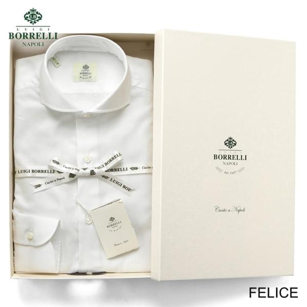 ルイジボレッリ ルイジボレリ LUIGI BORRELLI ／ 25-26AW コットンピンポイントオックスホリゾンタルカラードレスシャツ「FELICE(SR1903)」（ホワイト）【ラッピング対応】／ メンズ イタリア 手縫い ビジネス ...