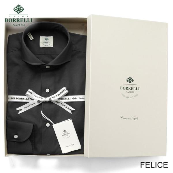 【SALE】ルイジボレッリ LUIGI BORRELLI ／ 25-26AW コットンストレッチポプリンホリゾンタルカラードレスシャツ「FELICE(SR1906)」