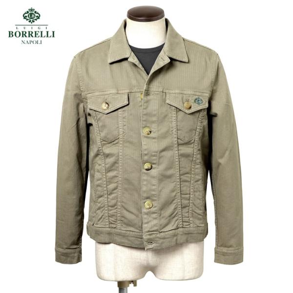 【SALE】ルイジボレッリ LUIGI BORRELLI ／ 26SS コットンストレッチヘリンボーンGジャン型シャツジャケット「OTJ10001」（グレージュ）