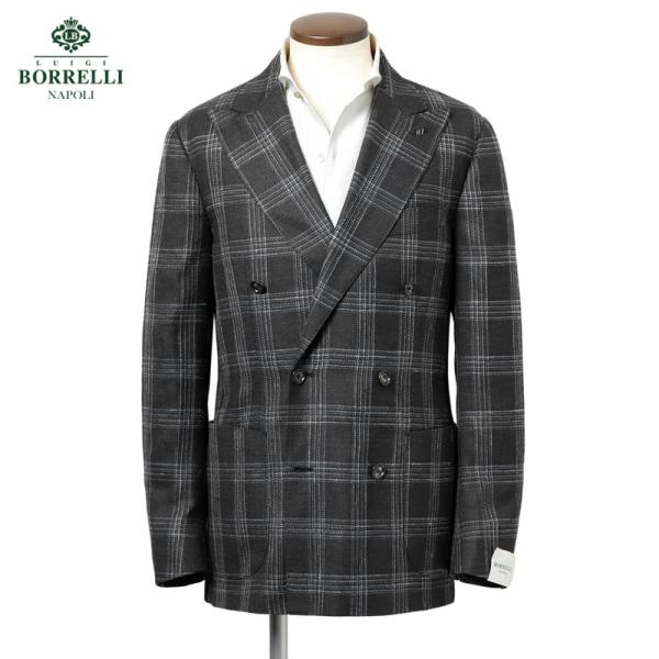 【SALE／返品・交換不可】ルイジボレッリ LUIGI BORRELLI ／ 26SS ウールシルクリネンサマーツイードチェック6Bダブルジャケット「PROCIDA-W」