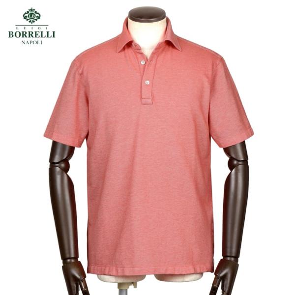 【SALE】ルイジボレッリ LUIGI BORRELLI ／ 26SS コットン鹿の子半袖ポロシャツ「PL1001」（ピンクレッド）