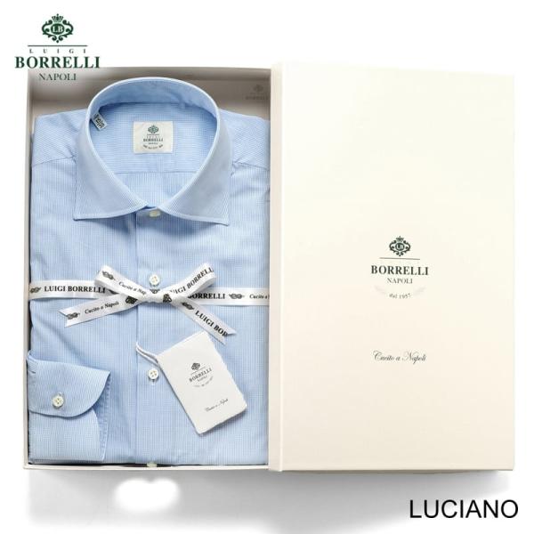 【SALE】ルイジボレッリ LUIGI BORRELLI ／ 26SS コットンポプリンギンガムチェックセミワイドカラードレスシャツ「LUCIANO」