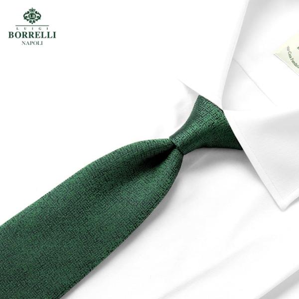 【SALE／返品・交換不可】ルイジボレッリ LUIGI BORRELLI ／ 26SS シルクシャンタンソリッドネクタイ「4502061」（グリーン）