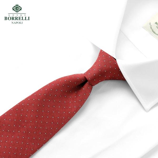 【SALE】ルイジボレッリ LUIGI BORRELLI ／ 26SS シルクツイルドットネクタイ「9059」（レッド）