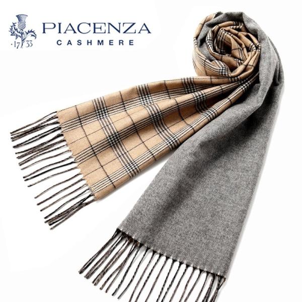 ピアチェンツァ PIACENZA ／シルクカシミヤフェルトダブルフェイスマフラー PIACENZA ピアチェンツァ ／ シルクカシミヤフェルトチェック