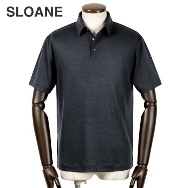 【SALE／返品・交換不可】スローン SLOANE ／ 当店別注72番手双糸ウォッシャブルウールテンジク半袖ポロシャツ「T709」（ネイビー）
