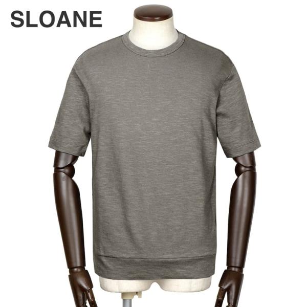 【SALE／返品・交換不可】スローン SLOANE ／ 当店別注コットンリネンテンジク半袖クルーネックカットソー「T1207」（グレー）